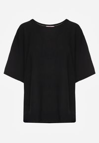 Born2be - Czarny Minimalistyczny T-shirt z Teksturowanej Tkaniny z Bawełną Shinost. Okazja: do pracy, na co dzień. Kolekcja: plus size. Kolor: czarny. Materiał: bawełna, tkanina. Styl: casual #8