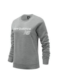 Bluza New Balance WT03811AG - szara. Kolor: szary. Materiał: bawełna, tkanina. Styl: sportowy, klasyczny