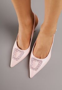 Born2be - Różowe Sandały na Szpilce z Cyrkoniową Klamrą Starstone. Okazja: na co dzień. Zapięcie: klamry. Kolor: różowy. Materiał: jeans. Obcas: na szpilce. Styl: klasyczny, casual, elegancki #9