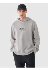 4f - 4F Bluza dresowa nierozpinana z kapturem męska - szara S. Okazja: na co dzień. Typ kołnierza: kaptur. Kolor: szary. Materiał: dresówka. Wzór: gładki, nadruk, ze splotem. Styl: sportowy, casual