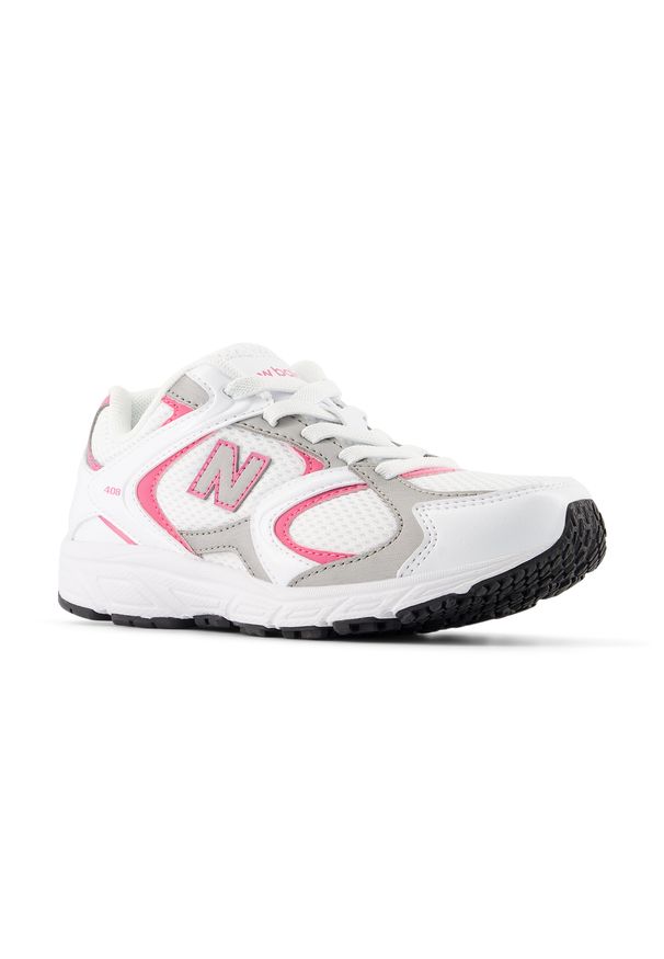 Buty dziecięce New Balance P40826U – białe. Kolor: srebrny. Materiał: syntetyk, materiał. Szerokość cholewki: normalna. Sezon: lato. Sport: turystyka piesza