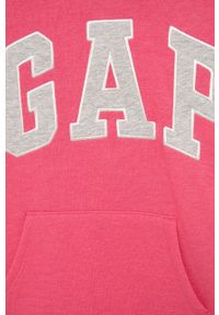 GAP bluza dziecięca kolor różowy z kapturem z aplikacją. Typ kołnierza: kaptur. Kolor: różowy. Materiał: poliester. Wzór: aplikacja