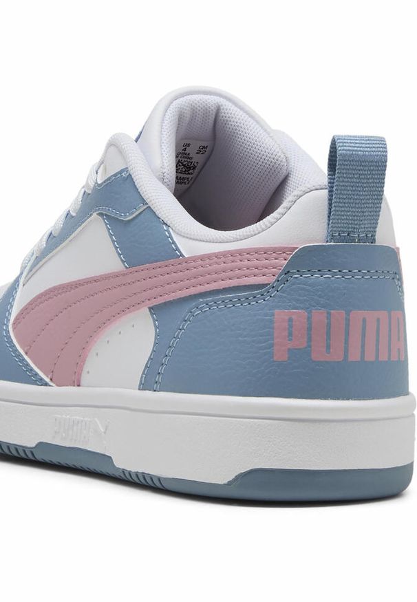 Puma - Młodzieżowe sneakersy Rebound V6 Lo PUMA White Poised Pink Cool Blue. Kolor: biały, niebieski, różowy, wielokolorowy. Sport: turystyka piesza