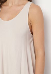 Born2be - Jasnobeżowa Rozkloszowana Sukienka z Bawełny Tesaxelle. Okazja: na co dzień, na spotkanie biznesowe. Kolor: beżowy. Materiał: bawełna. Typ sukienki: proste. Styl: casual, elegancki, biznesowy #5