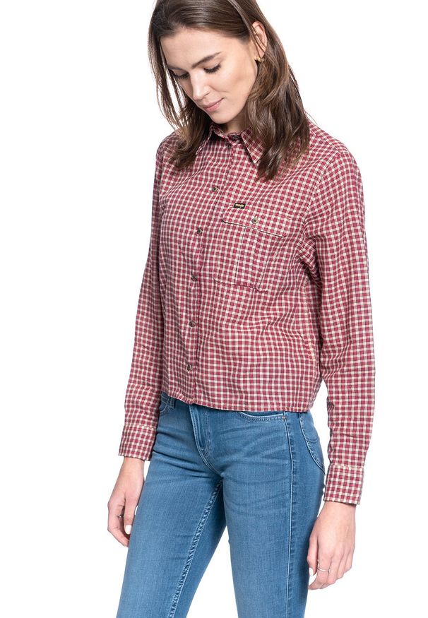 Wrangler - DAMSKA KOSZULA MATERIAŁOWA WRANGLER EXPLORER SHIRT PYRAMID SAND W5R05HC01 112130300. Materiał: materiał