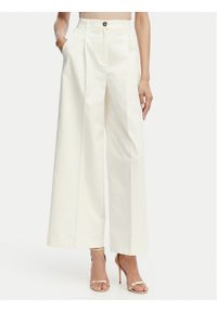 Marella Spodnie palazzo Aceri 2615131071 Écru Wide Leg. Kolor: kremowy. Materiał: bawełna #1