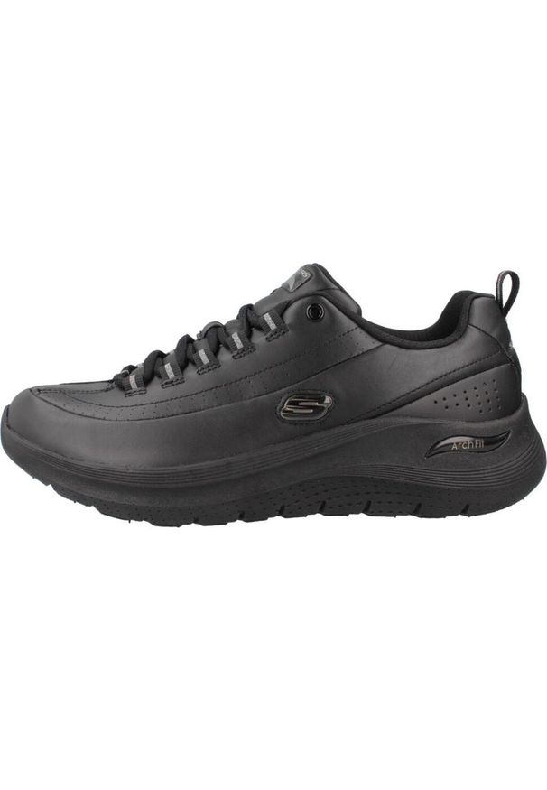 skechers - Buty do chodzenia damskie Skechers Arch Fit. Kolor: czarny. Materiał: skóra, tkanina. Sport: turystyka piesza