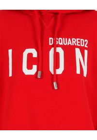 DSQUARED2 - Czerwona bluza z logo Icon. Typ kołnierza: kaptur. Kolor: czerwony. Materiał: bawełna. Długość rękawa: długi rękaw. Długość: długie. Wzór: nadruk