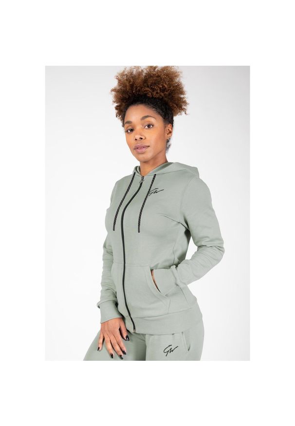 GORILLA WEAR - Bluza fitness damska Gorilla Wear Pixley Zipped Hoodie. Typ kołnierza: kaptur. Kolor: zielony. Sport: fitness