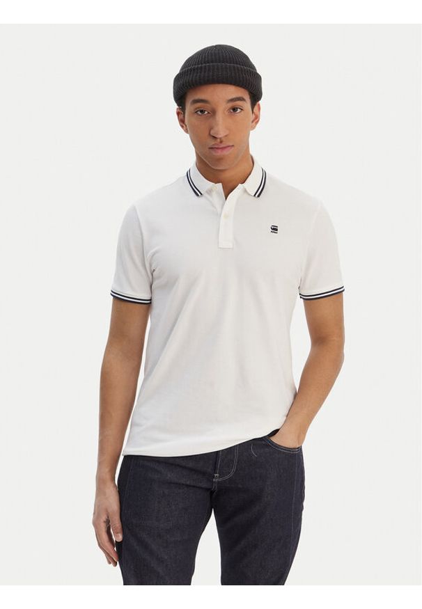 G-Star RAW - G-Star Raw Polo Dunda D17127-5864 Biały Regular Fit. Typ kołnierza: polo. Kolor: biały. Materiał: bawełna
