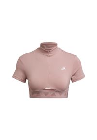 Top sportowy damski Adidas Crop Zip Tee. Kolor: fioletowy