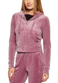 Juicy Couture - JUICY COUTURE Lawendowa bluza damska Madison Outline Hoodie, Rozmiar XS. Okazja: na co dzień. Kolor: fioletowy. Materiał: materiał. Styl: casual, klasyczny #3