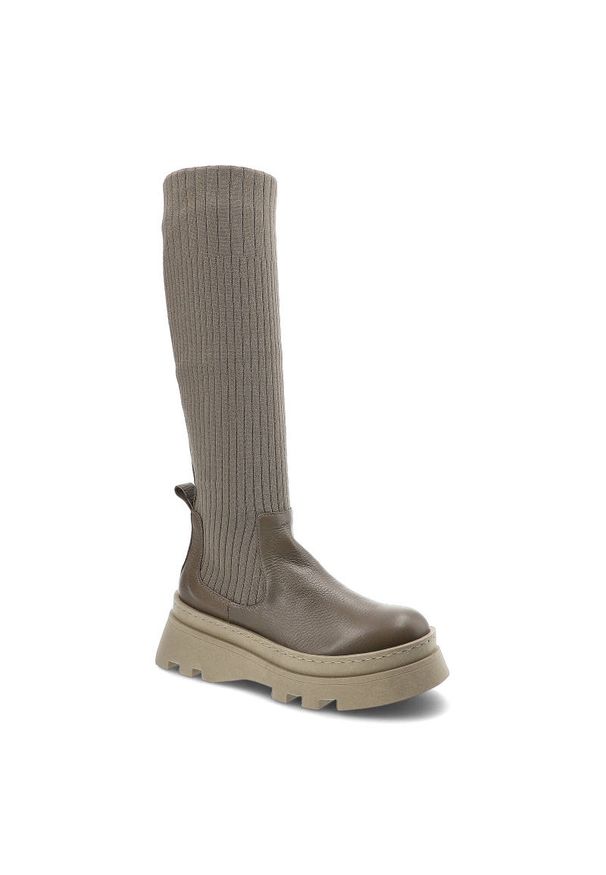 Szare Kozaki Artiker Damskie Wygodne Modne Buty. Okazja: na co dzień. Zapięcie: bez zapięcia. Kolor: szary. Szerokość cholewki: normalna. Wzór: aplikacja. Materiał: materiał, skóra. Obcas: na obcasie. Styl: casual. Wysokość obcasa: średni