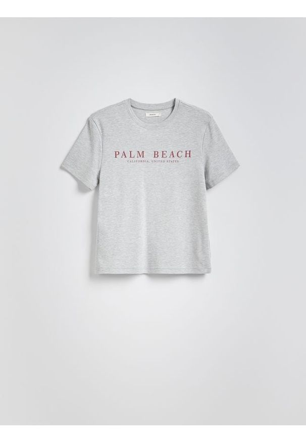Reserved - T-shirt z nadrukiem - jasnoszary. Kolor: szary. Materiał: bawełna. Wzór: nadruk