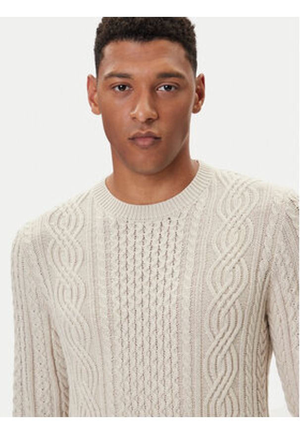 Jack & Jones Sweter Blusean 12283486 Beżowy Regular Fit. Kolor: beżowy. Materiał: syntetyk
