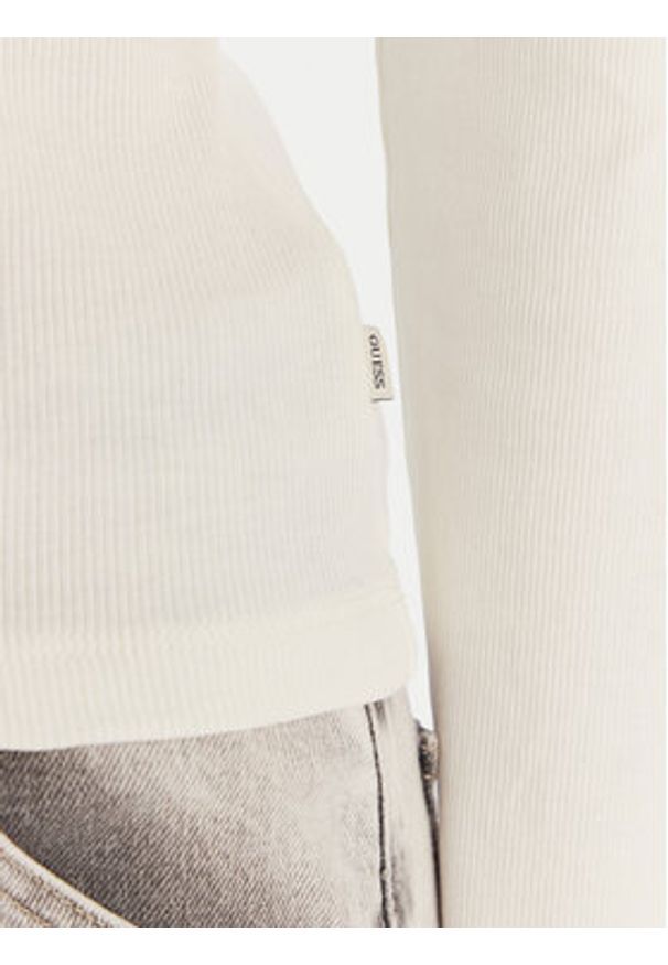 Guess Jeans Bluzka W6RP24 KA0H1 Écru Slim Fit. Materiał: bawełna