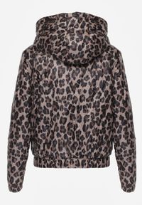 Born2be - Czarno-Beżowa Kurtka Przejściowa w Panterkę z Odpinanym Kapturem Antolea. Kolor: beżowy. Materiał: poliester, jeans. Wzór: motyw zwierzęcy. Styl: klasyczny #8