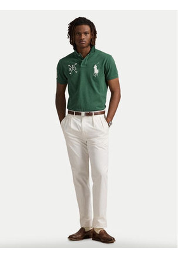 Polo Ralph Lauren Polo 710978082001 Zielony Custom Slim Fit. Typ kołnierza: polo. Kolor: zielony. Materiał: bawełna