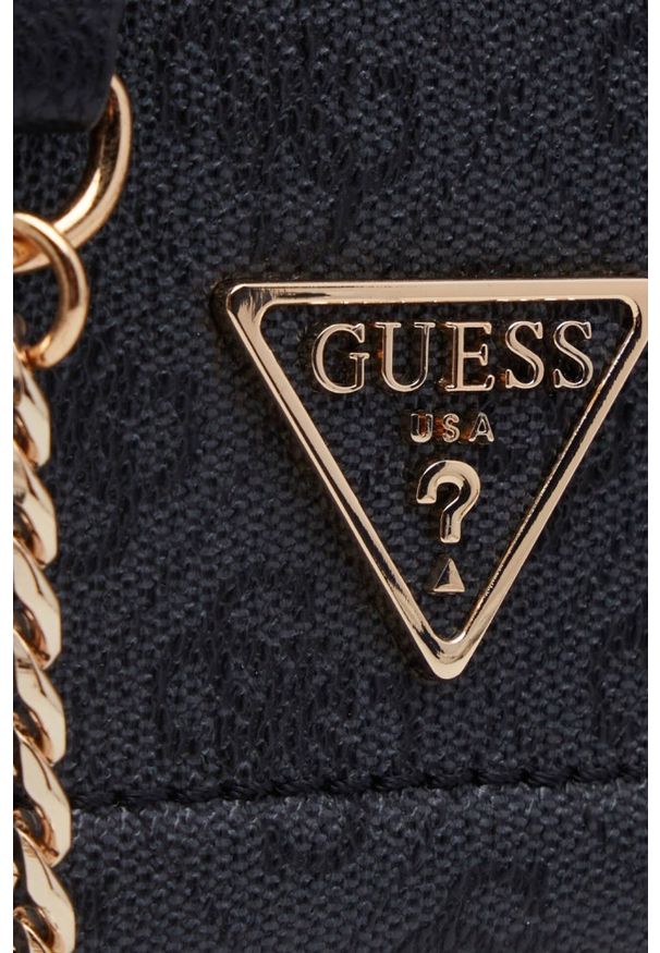 Guess - GUESS Szara logowana torebka damska Noelle II. Kolor: szary. Materiał: skórzane