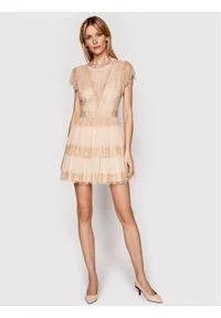 TwinSet - Koronkowa sukienka Twinset. Kolor: beżowy. Materiał: koronka. Długość: mini #1