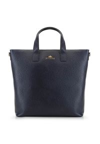 Wittchen - Torebka kuferek z groszkowanej skóry. Kolor: niebieski. Wzór: haft. Dodatki: z haftem, z breloczkiem. Materiał: skórzane. Styl: casual, klasyczny. Rodzaj torebki: do ręki #1