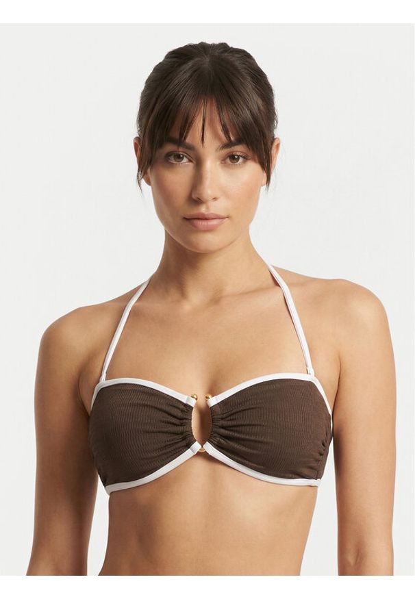 Seafolly Góra od bikini Beach Bound 31283-072 Brązowy. Kolor: brązowy. Materiał: syntetyk