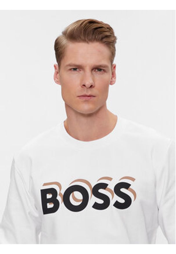 BOSS - Boss Bluza Soleri 07 50507939 Biały Regular Fit. Kolor: biały. Materiał: bawełna