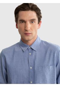 Big-Star - Koszula męska z tkaniny typu oxford niebieska Trixi 401. Okazja: na co dzień. Kolor: niebieski. Materiał: tkanina. Wzór: gładki. Styl: casual, klasyczny #5