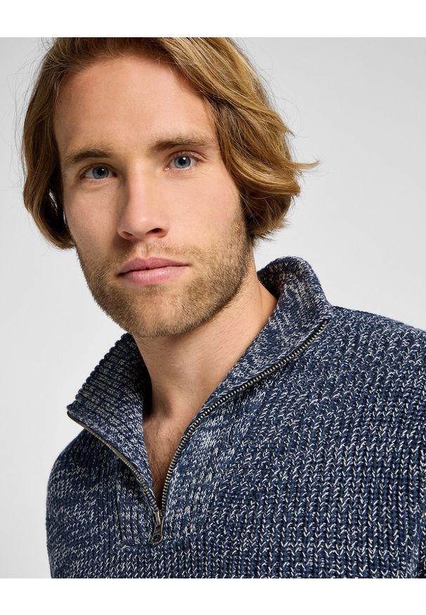 Lee - LEE MĘSKI SWETER LEE HALF ZIP KNIT MOOD INDIGO 112355674