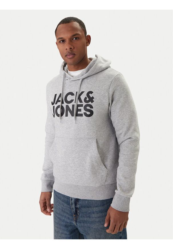 Jack & Jones Bluza Corp Logo 12152840 Szary Regular Fit. Kolor: szary. Materiał: bawełna