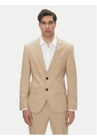 Hugo - HUGO Garnitur Henry/Getlin232X 50530116 Beżowy Slim Fit. Kolor: beżowy. Materiał: syntetyk #4