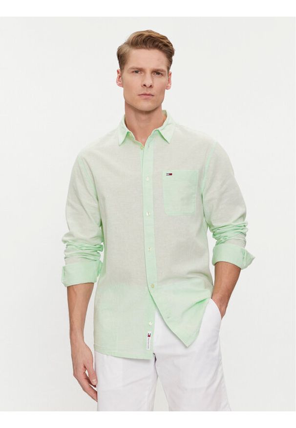 Tommy Jeans Koszula DM0DM18962 Zielony Regular Fit. Kolor: zielony. Materiał: bawełna