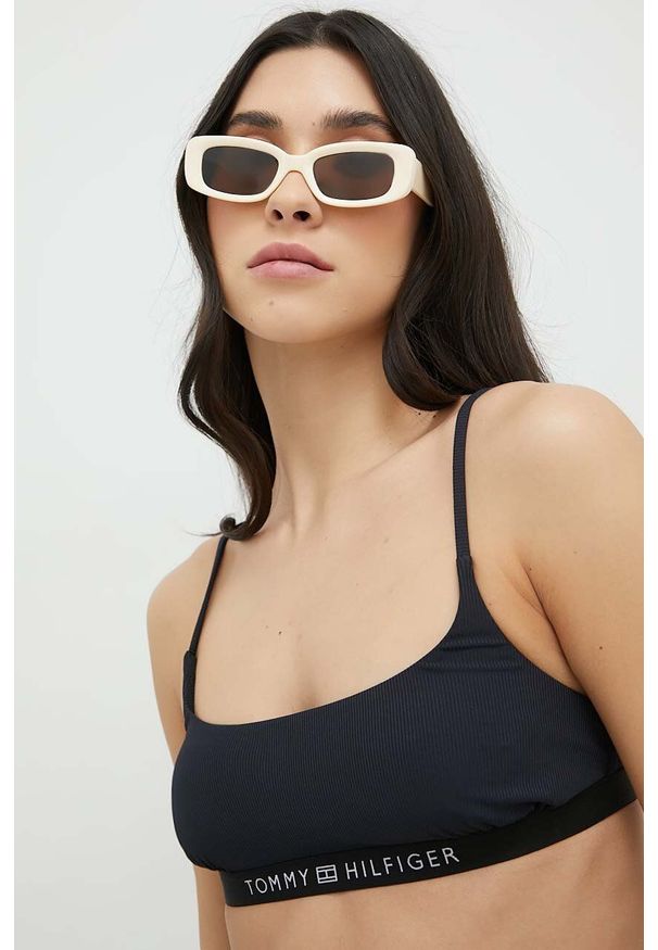 TOMMY HILFIGER - Tommy Hilfiger biustonosz kąpielowy kolor czarny. Kolor: czarny. Materiał: poliester