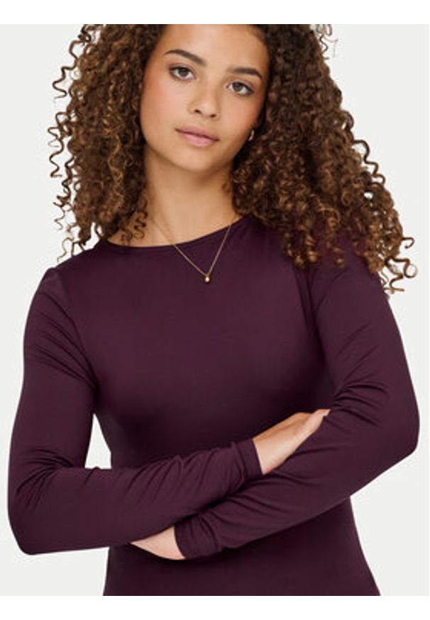 only - ONLY Bluzka Lea 15302647 Fioletowy Slim Fit. Kolor: fioletowy. Materiał: syntetyk
