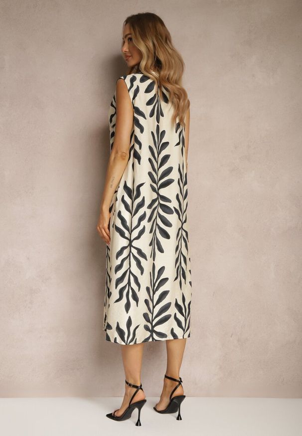 Renee - Czarna Sukienka Pudełkowa z Dodatkiem Wiskozy w Letni Wzór Jolessa. Kolor: czarny. Materiał: wiskoza. Sezon: lato