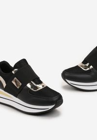 Born2be - Czarne Sneakersy na Platformie z Szeroką Gumką Lemmitty. Kolor: czarny. Obcas: na platformie #5