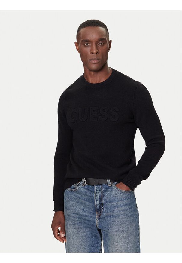 Guess Sweter M5BR35 Z2ZK2 Czarny Regular Fit. Kolor: czarny. Materiał: syntetyk