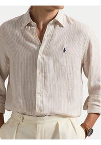 Polo Ralph Lauren Koszula 710B15594006 Beżowy Regular Fit. Typ kołnierza: polo. Kolor: beżowy. Materiał: len #7