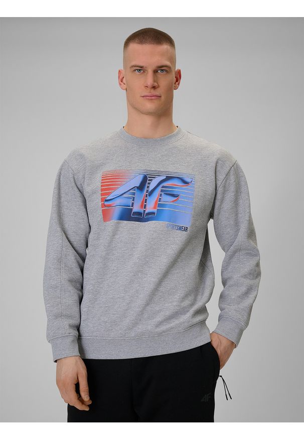 4f - 4F Bluza dresowa nierozpinana bez kaptura męska - szara XL. Okazja: na co dzień, na spacer, do pracy. Typ kołnierza: bez kaptura. Kolor: szary. Materiał: dresówka. Styl: casual, klasyczny