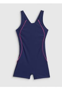 4f - 4F Kostium kąpielowy jednoczęściowy dziewczęcy - granatowy 134/140 (8-10 lat). Kolor: niebieski. Materiał: materiał #1
