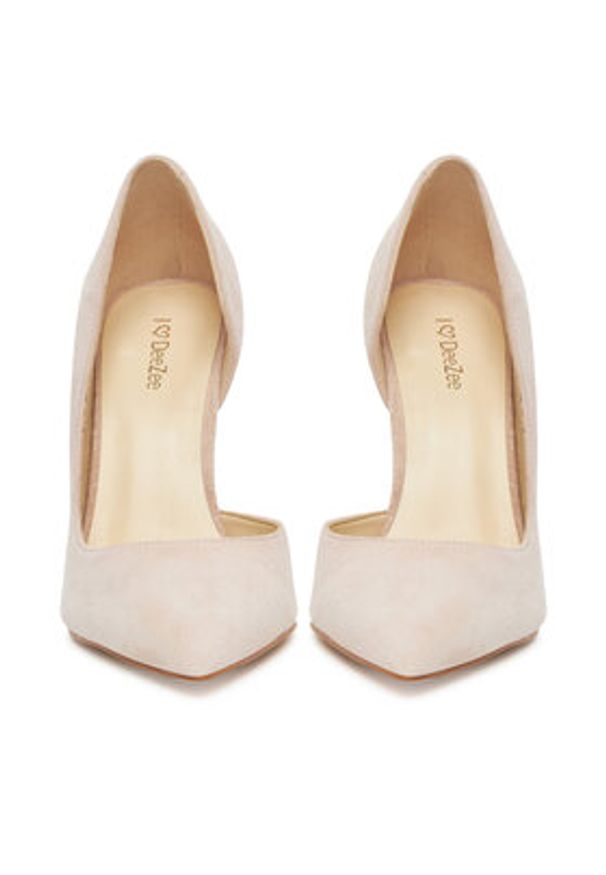 DeeZee Szpilki DZ-09A Beżowy. Kolor: beżowy. Materiał: zamsz, skóra. Obcas: na szpilce