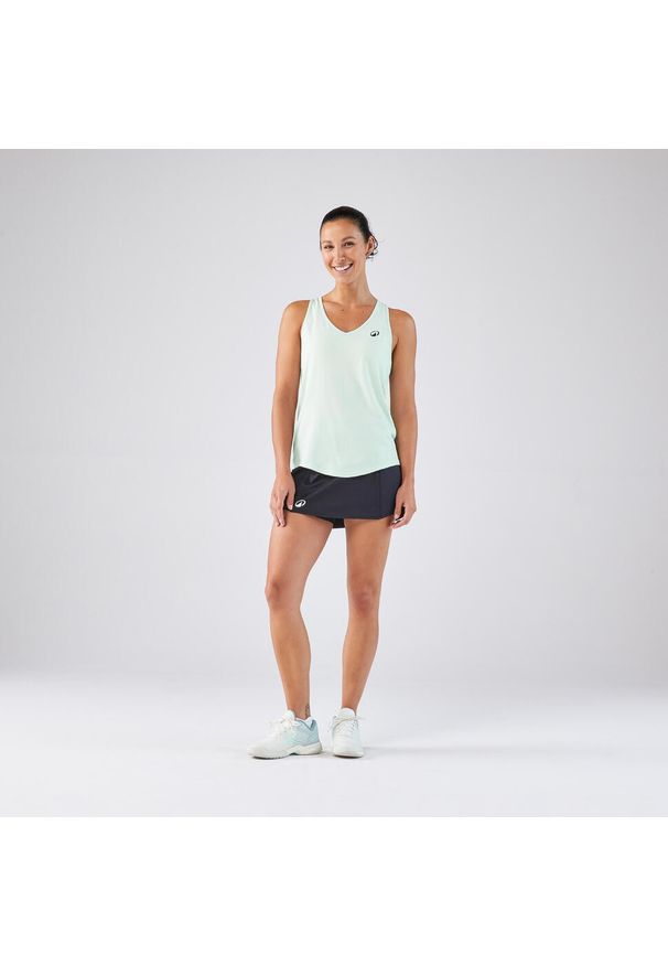 KUIKMA - Koszulka na ramiączkach tenisowa damska Artengo Tank Dry & Light. Kolor: wielokolorowy, niebieski, zielony. Materiał: poliamid, poliester, materiał. Długość rękawa: na ramiączkach. Sport: tenis