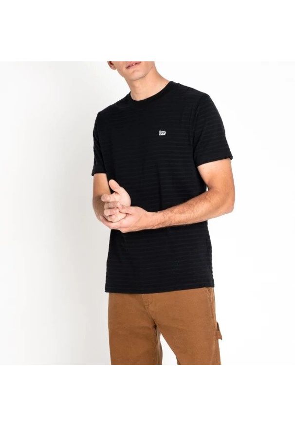 Lee - LEE STRIPE T MĘSKI T-SHIRT LOGO BLACK L61BWP01 112113743