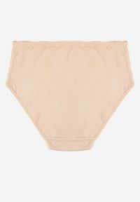 Born2be - Beżowe Bawełniane Majtki Figi z Koronkowymi Zdobieniami Idissa. Kolekcja: plus size. Kolor: beżowy. Materiał: koronka, bawełna. Wzór: aplikacja