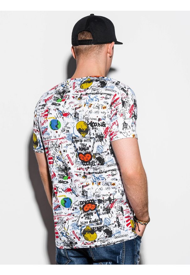Biały t-shirt Ombre Clothing z nadrukiem, klasyczny