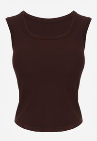 Born2be - Brązowy Dopasowany Top Bez Rękawów z Wiskozy z Kwadratowym Dekoltem Madu. Okazja: na spacer. Typ kołnierza: dekolt kwadratowy. Kolor: brązowy. Materiał: wiskoza. Długość rękawa: bez rękawów. Sezon: lato. Styl: elegancki, klasyczny #4