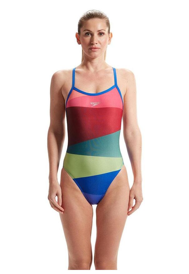 Strój Kąpielowy Speedo Placement Digital Turnback – Czerwony/Zielony Rozmiar 42. Kolor: czerwony. Wzór: nadruk