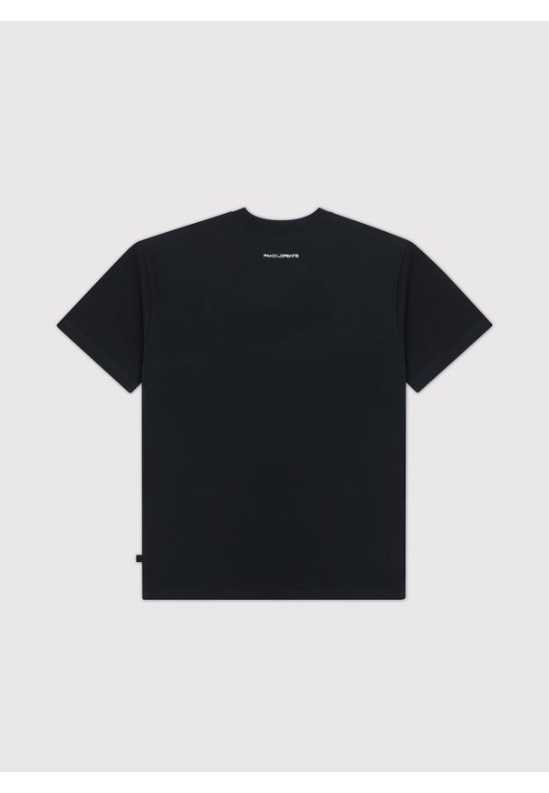 Pako Lorente - PAKO LORENTE – Czarny męski t-shirt basic. Okazja: na co dzień. Kolor: czarny, biały. Materiał: bawełna. Styl: casual