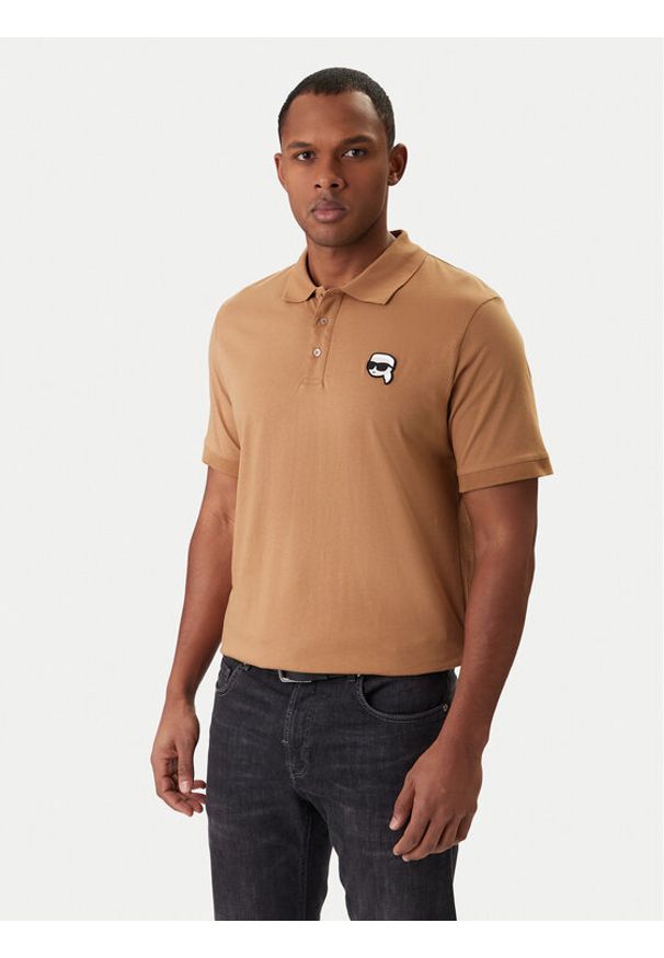 Karl Lagerfeld - KARL LAGERFELD Polo 745710 561224 Beżowy Regular Fit. Typ kołnierza: polo. Kolor: beżowy. Materiał: bawełna
