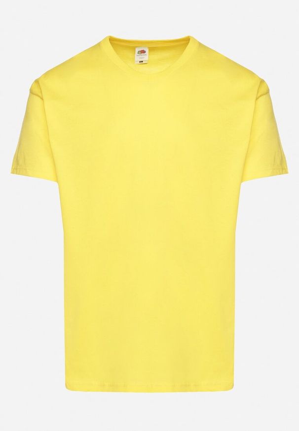 Born2be - Żółta Bawełniana Koszulka T-shirt Basic z Dekoltem w Serek Malvinea. Okazja: na spotkanie biznesowe, do pracy, na co dzień. Typ kołnierza: dekolt w serek. Kolor: żółty. Materiał: bawełna. Styl: biznesowy, casual, elegancki